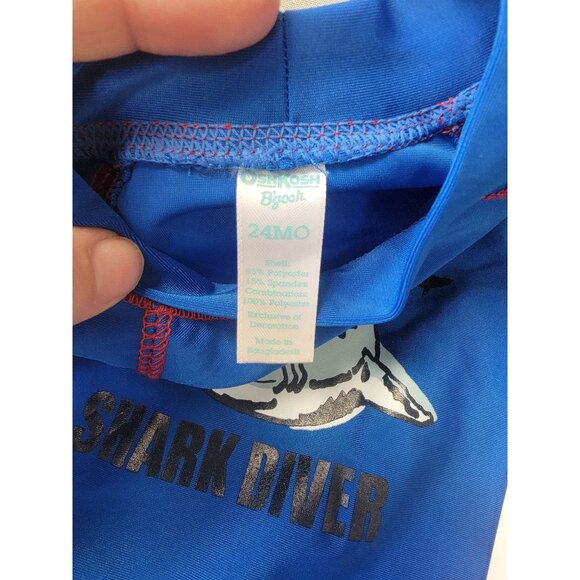 Toddler Boys OshKosh Bgosh Deep Sea Shark Diver Swim Shirt 24MO Blue Polyester - Picture 5 of 6